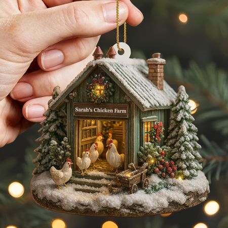 Welcome to Our Cozy Farm, Celebrate the Holiday Season - Personalized Custom Wood Ornament, Custom Shaped